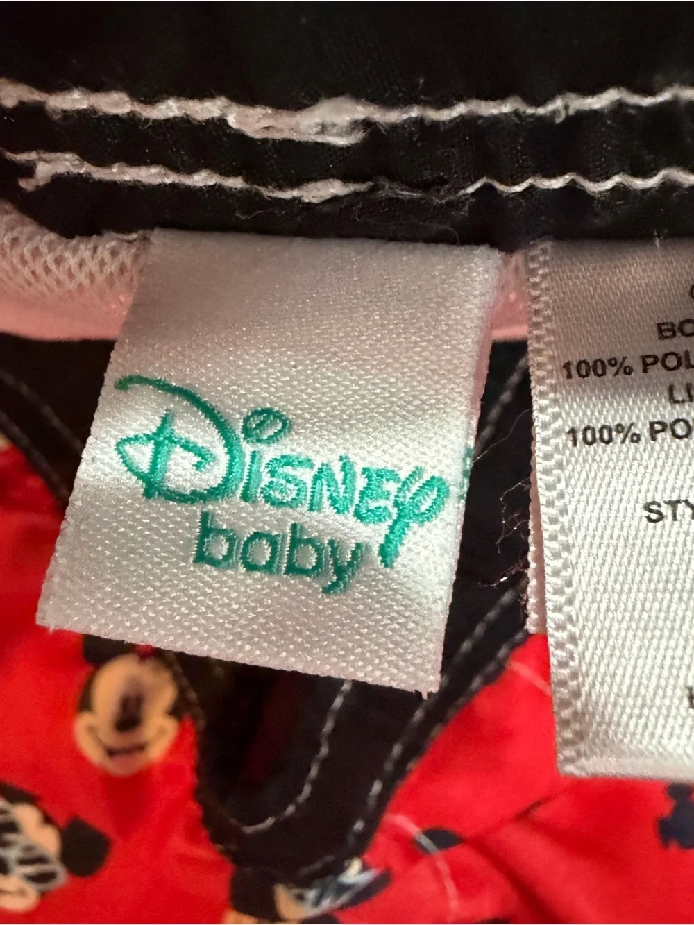 Disney Baby Mickey Mouse Face Red Swim Trunks Sz 24M